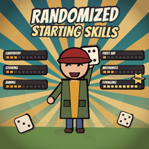 Randomized Starting Skills promo art: a survivor holds up a die between skill bars
